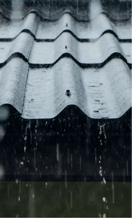 rain falling on a slanted roof